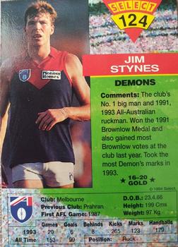 1994 Select AFL - Gold Series #124 Jim Stynes Back